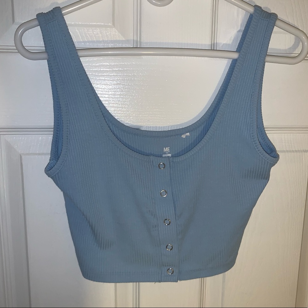 Pacsun baby blue button up crop top- final sale!